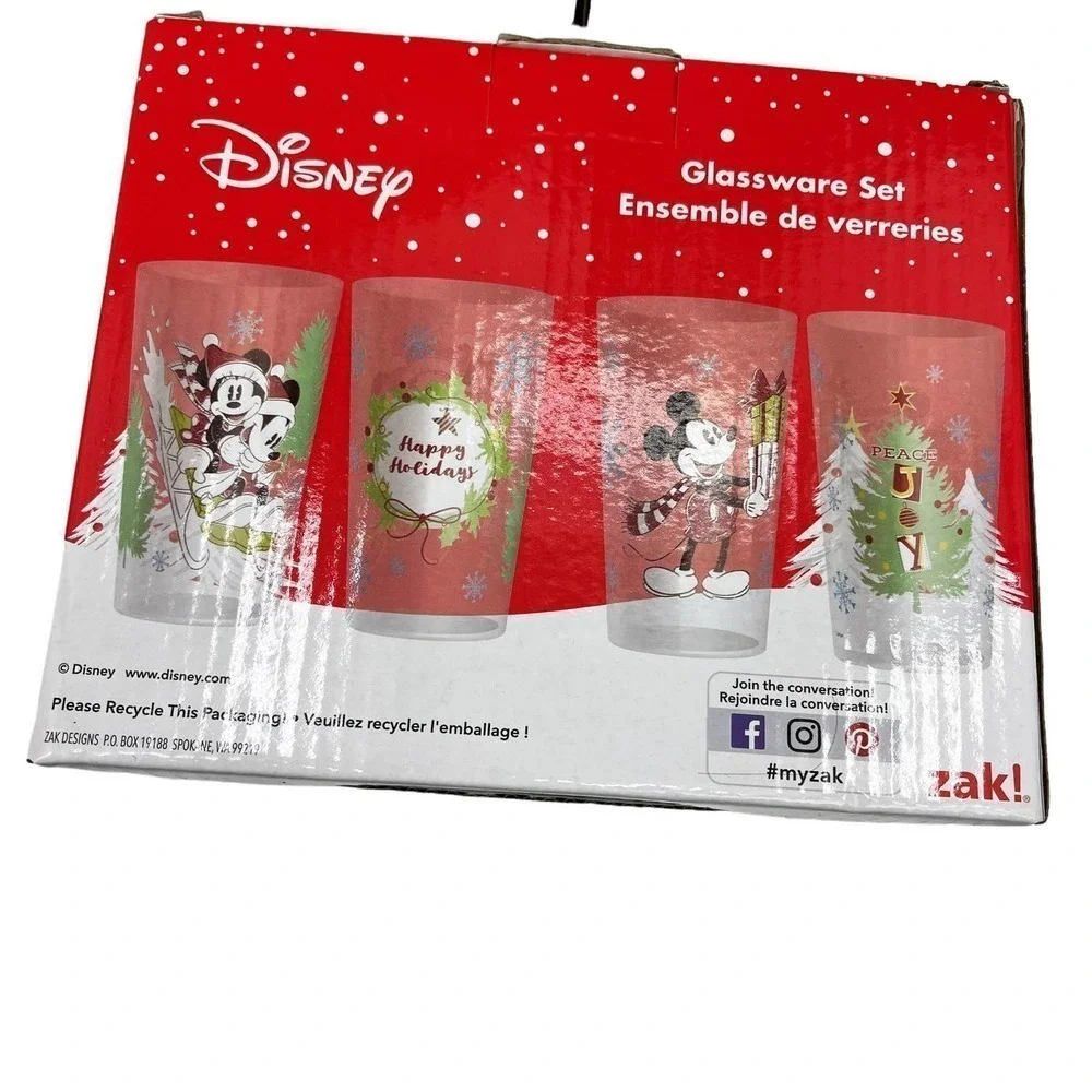 Disney Christmas Mickey Minnie Mouse Kid’s Glassware & Dinner Set NWT